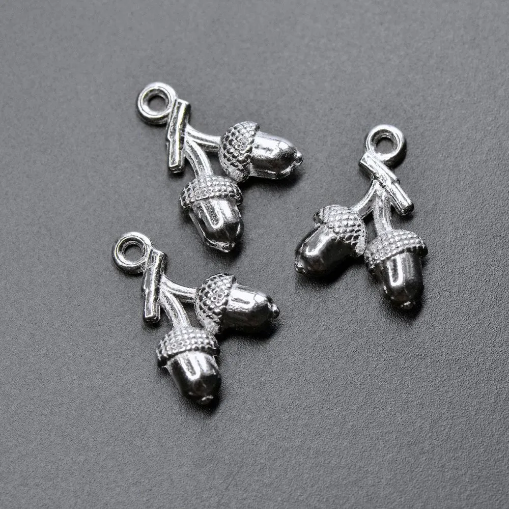 подвеска металлическая "желуди", цвет платина, 17x12x4 мм