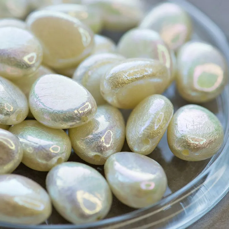 бусина, имитация хлопкового жемчуга, гиперовал, акрил, сливочный ав, 18x13x8 мм