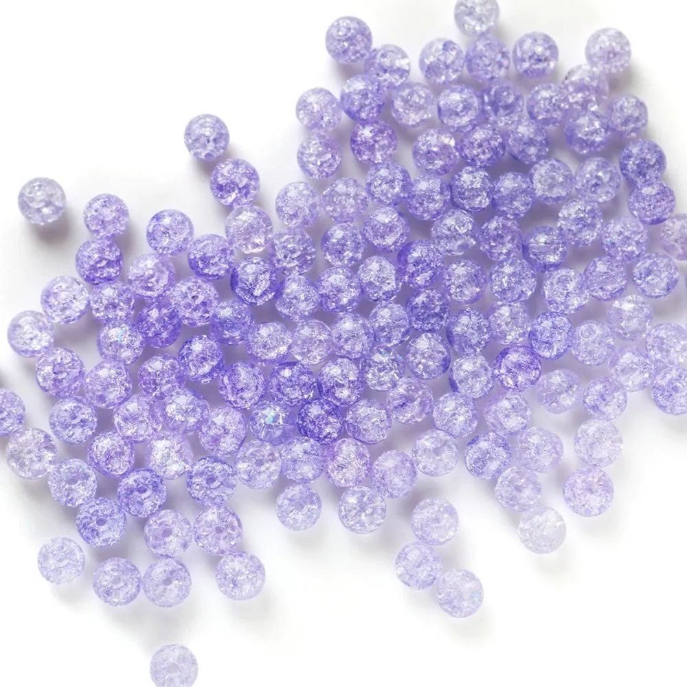 бусина, стекло "кракле", цвет сиреневый, 6 мм