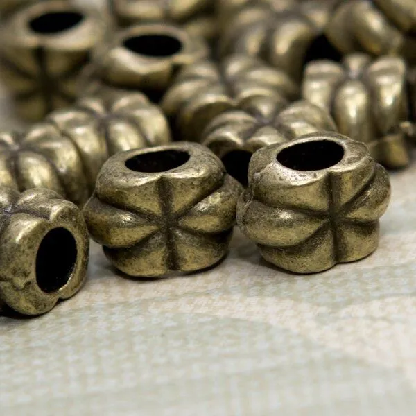 ес бусина металл "цветок", цвет античная бронза, 12х8х7 мм