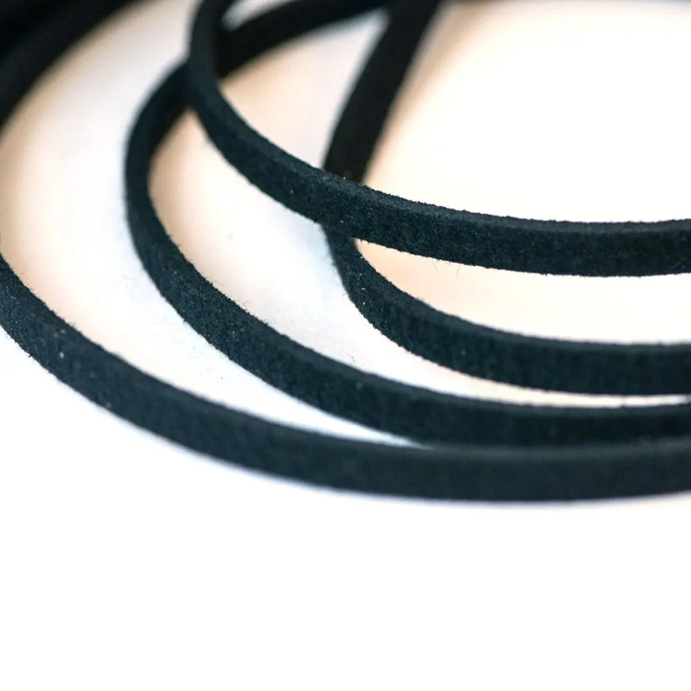 шнур из искусственной замши, черный, 5х1.5 мм