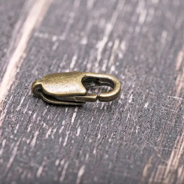 Замочки замочек-лобстер прямоугольный, цвет античная бронза, 12x6x3 мм