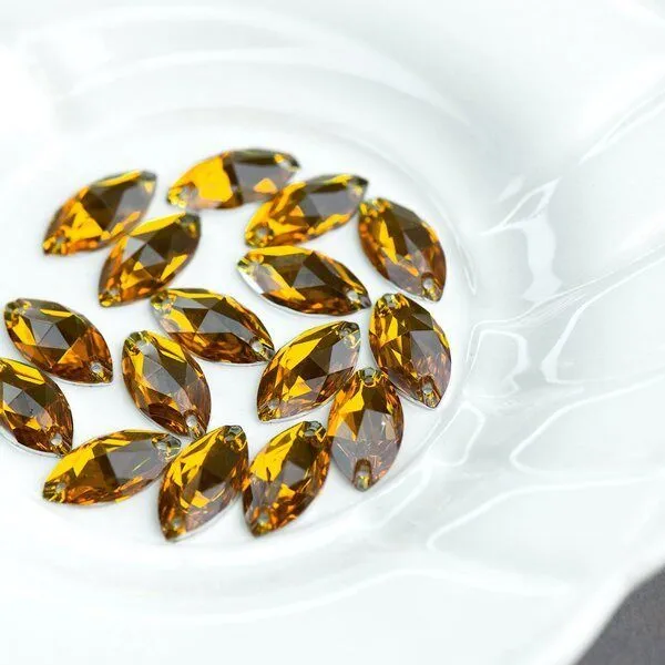 стразы пришивные navette, смола, топаз, 9х18 мм