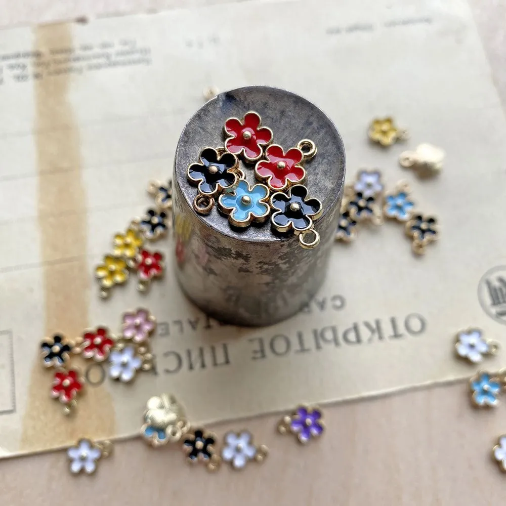 подвеска металлическая "незабудка", эмаль, цветовой микс, 10x8x2.5 мм