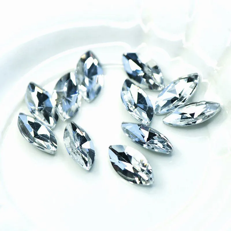 кабошон стекло кристалл, navette, цвет crystal, 18х9 мм