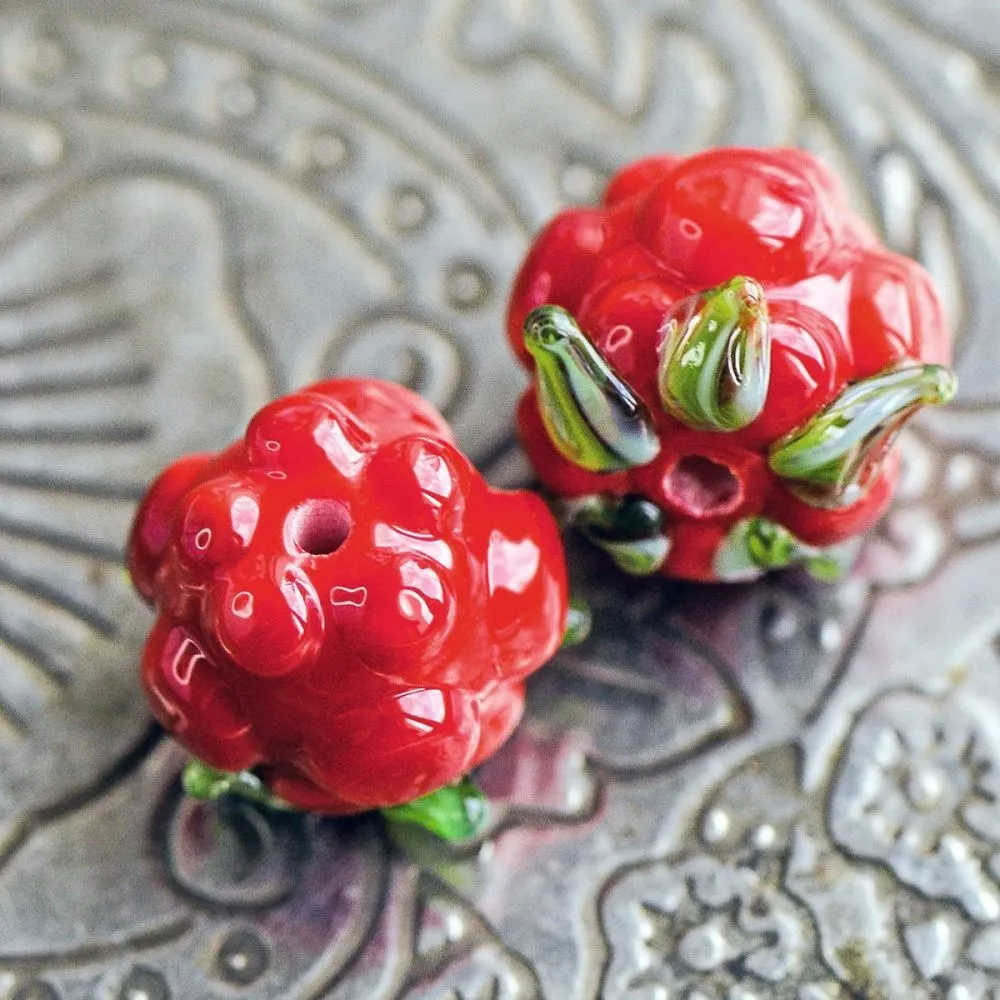 бусина, мурано "морошка", светло-оранжевый, 14х12 мм