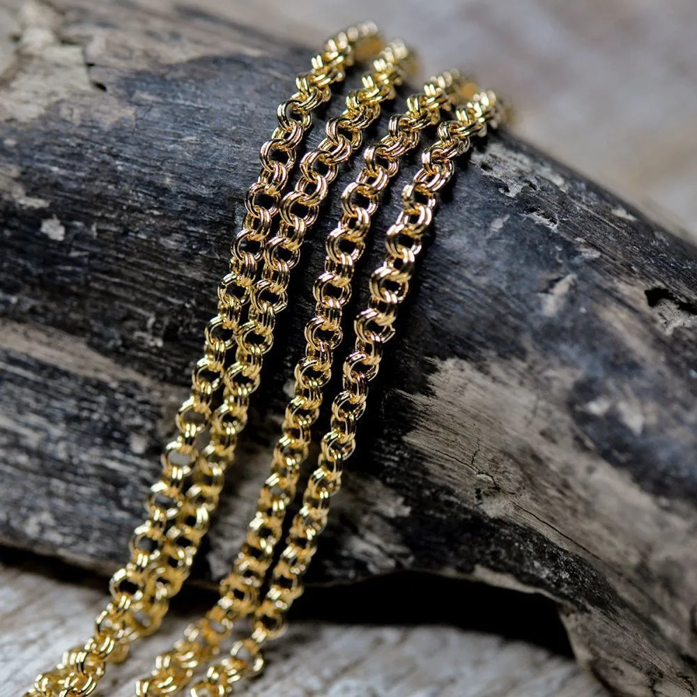 цепочка "дабл-ролл", цвет светлое золото, звено 4x0.6 мм