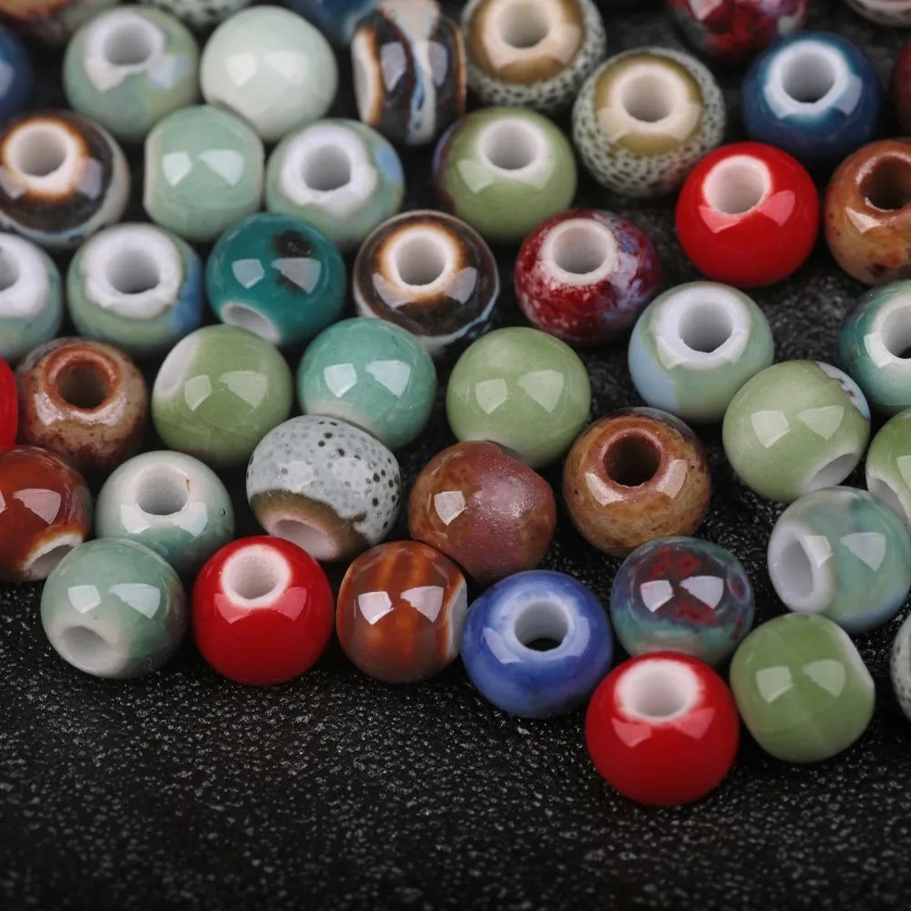 бусина, керамика "антик", цветовой микс, 6-7x5-6 мм