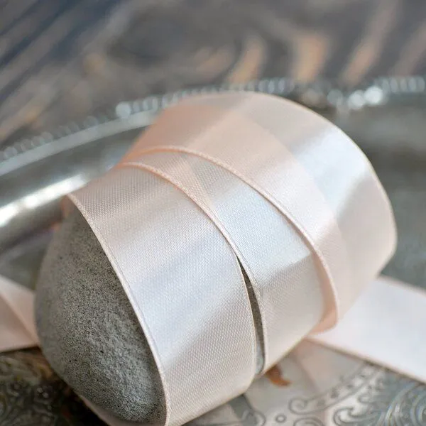 лента, атлас, цвет персиковый светлый, ширина 25 мм ленты