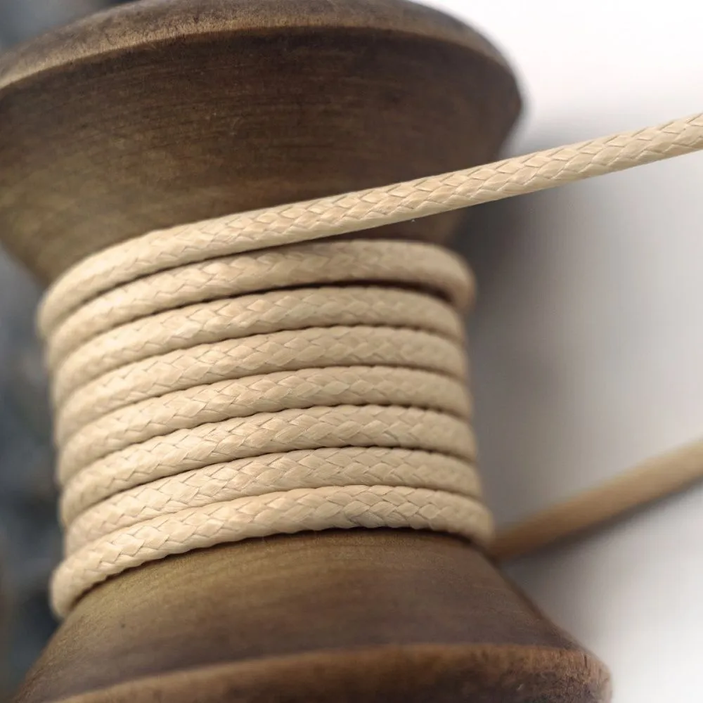 шнур вощеный, цвет светло-бежевый, 2 мм