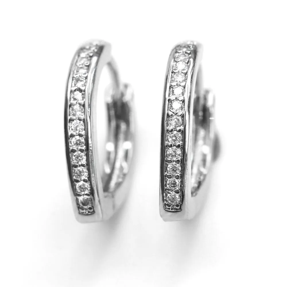 швензы "версо", с цирконием, покрытие платина, 16x14x2.5 мм 