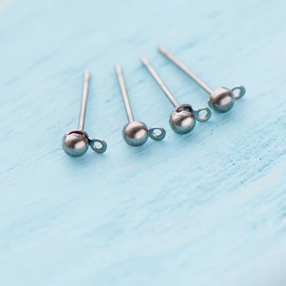 пуссеты "шарик", цвет черный, 12х3 мм