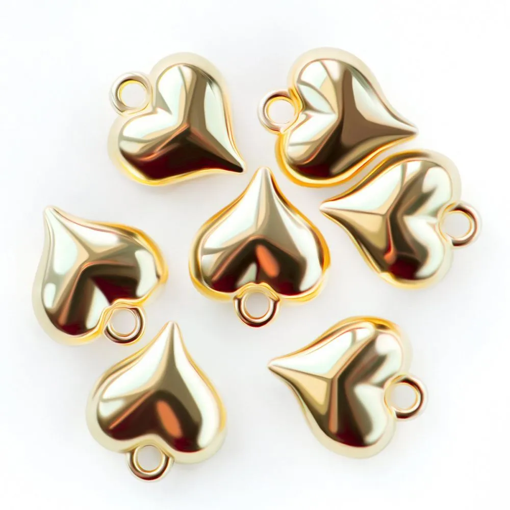 подвеска металл "сердечко 3д", цвет золото, 16x14x6 мм