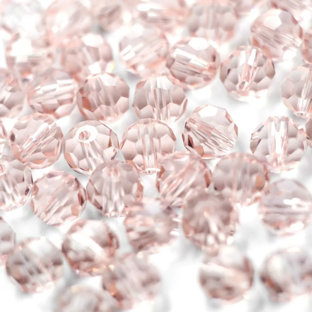 бусина, стекло 8, граненая, цвет розовый, 8 мм