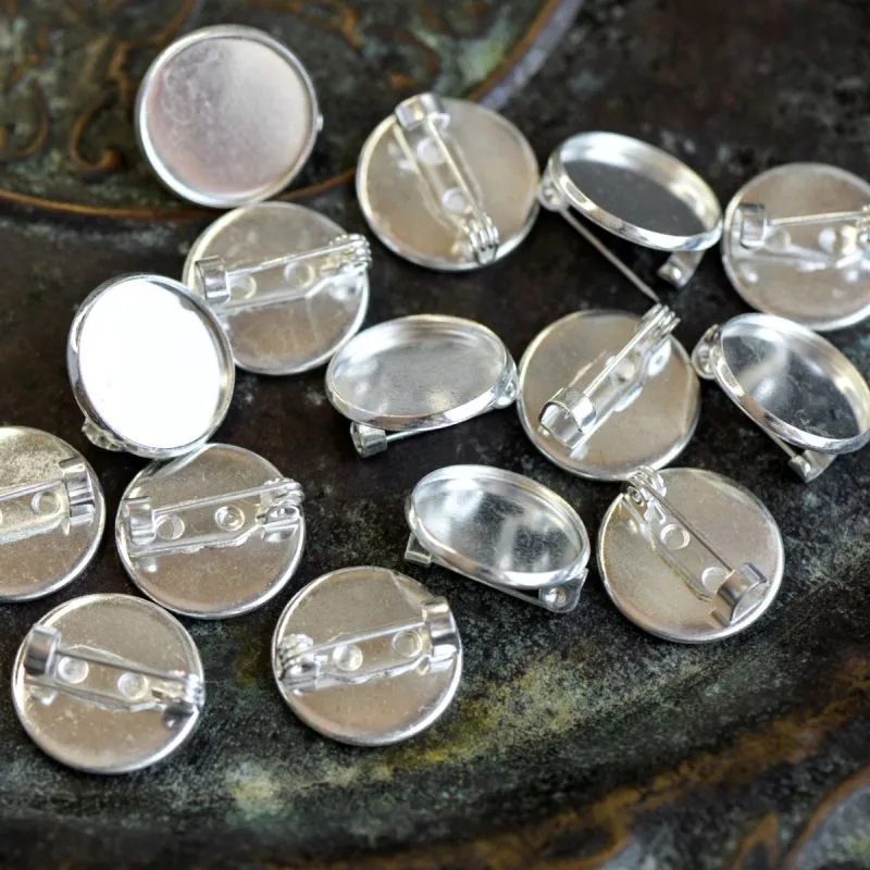 основа для броши "круг", цвет платина, 18 мм