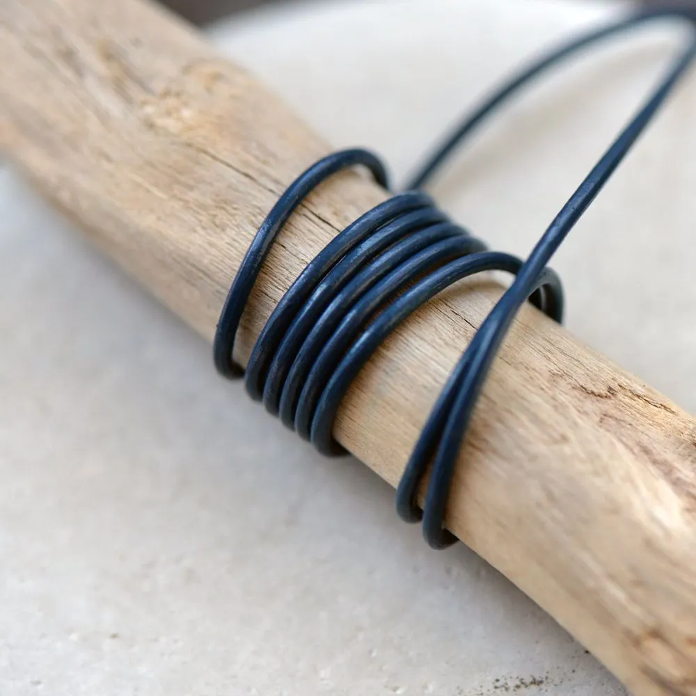 шнур кожаный, цвет синий, диаметр 1.5 мм