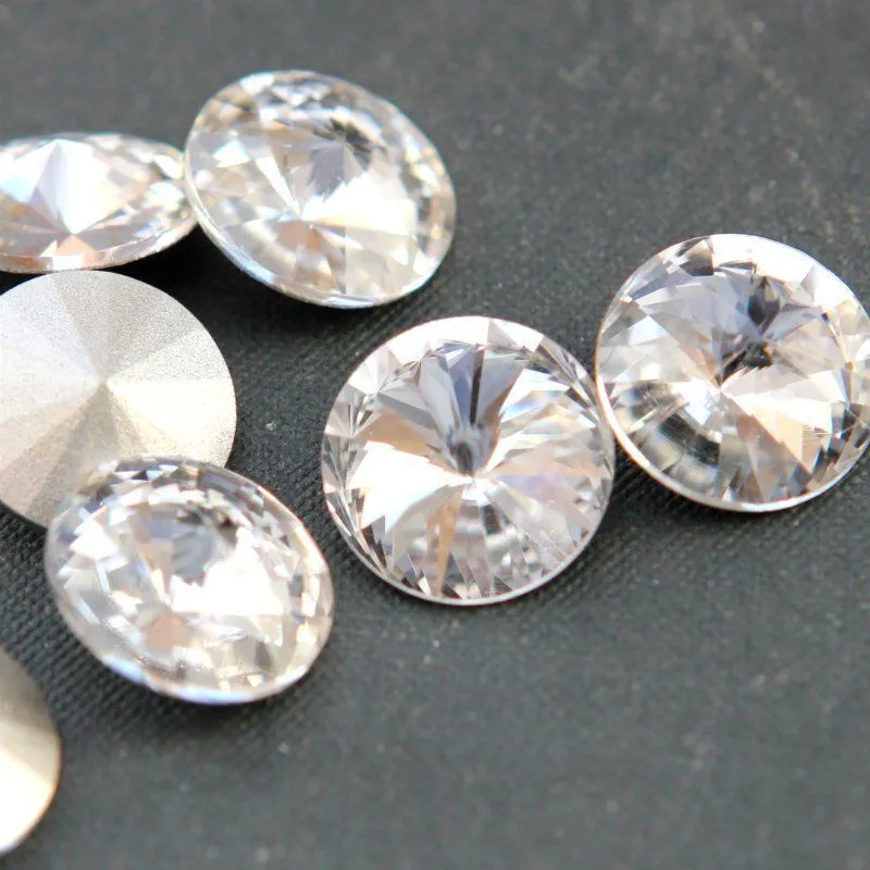 кабошон стекло риволи, цвет прозрачный, 14х7 мм