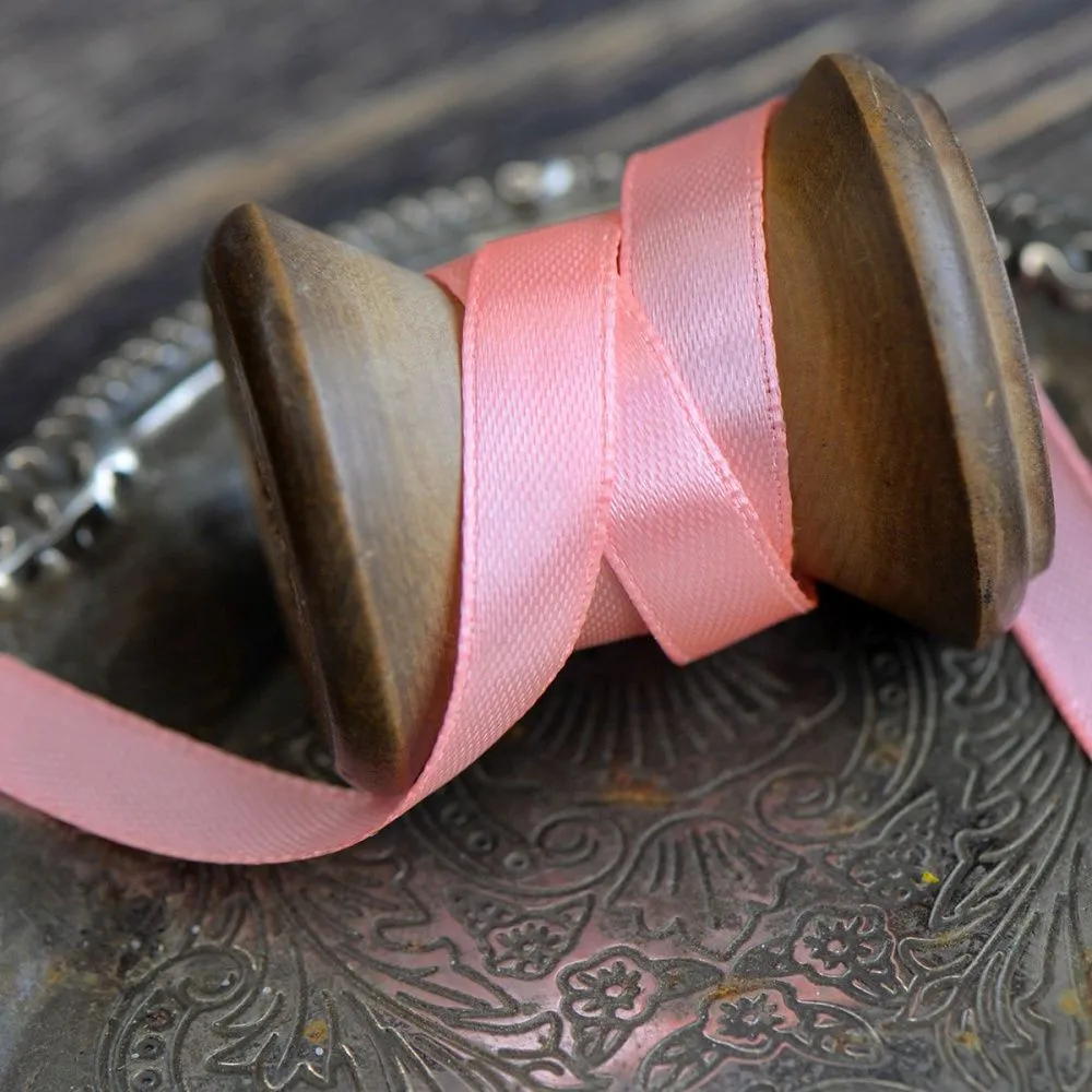 лента, атлас, цвет розовый, ширина 10 мм ленты