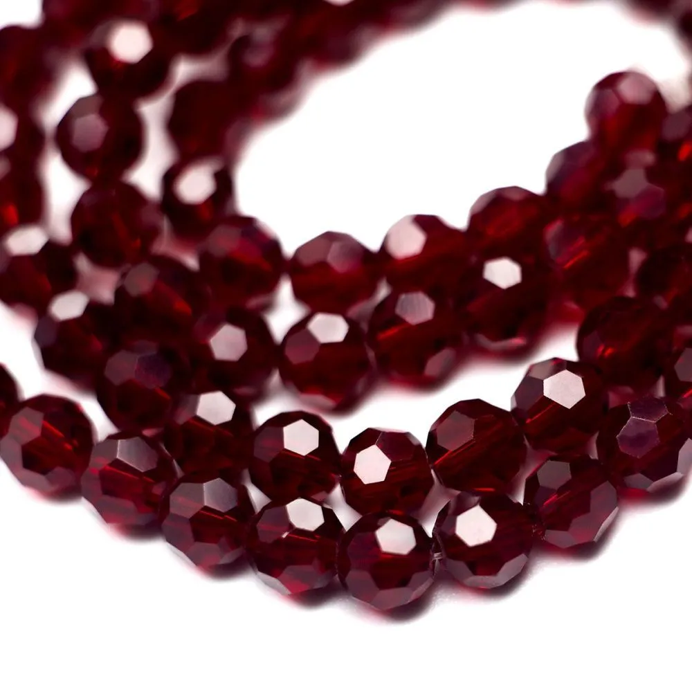 бусина, стекло 6, граненая, цвет бордовый, 6 мм