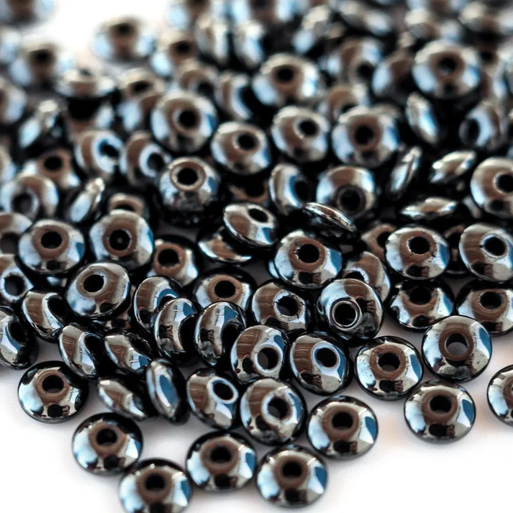 бусина гематит немагнитный синт., рондель, цвет черный, 4x1.5 мм