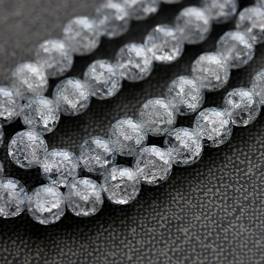 бусина, стекло "кракле", цвет серый, 10 мм