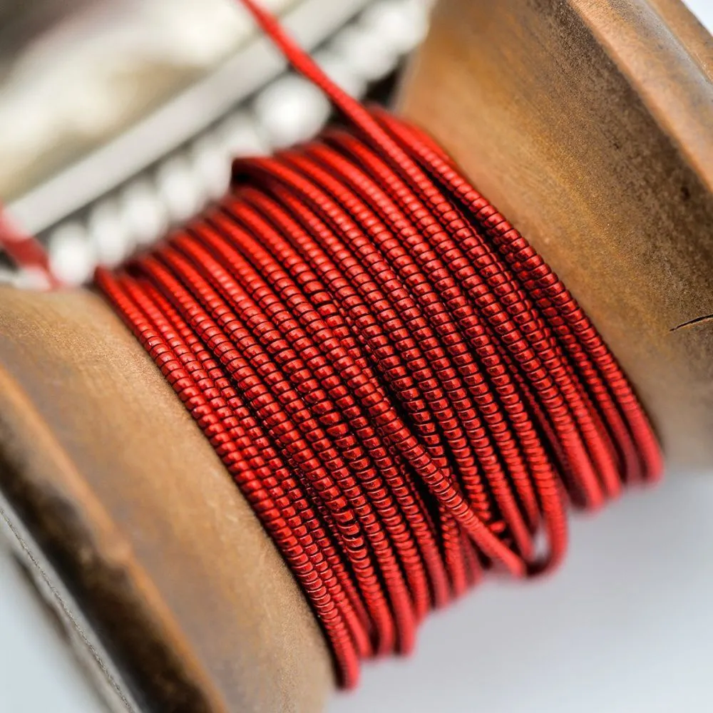 канитель жесткая, цвет красный, 1.3 мм