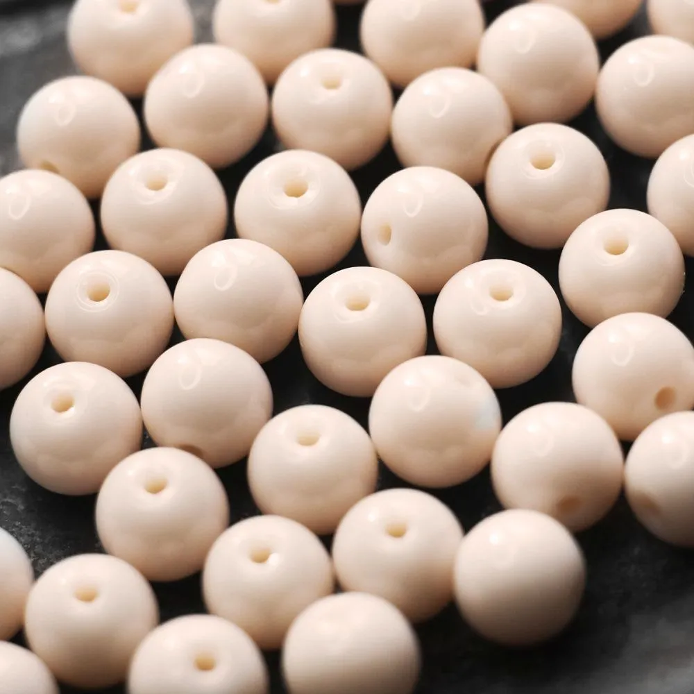 бусина, стекло 8, цвет персиковый, 8 мм