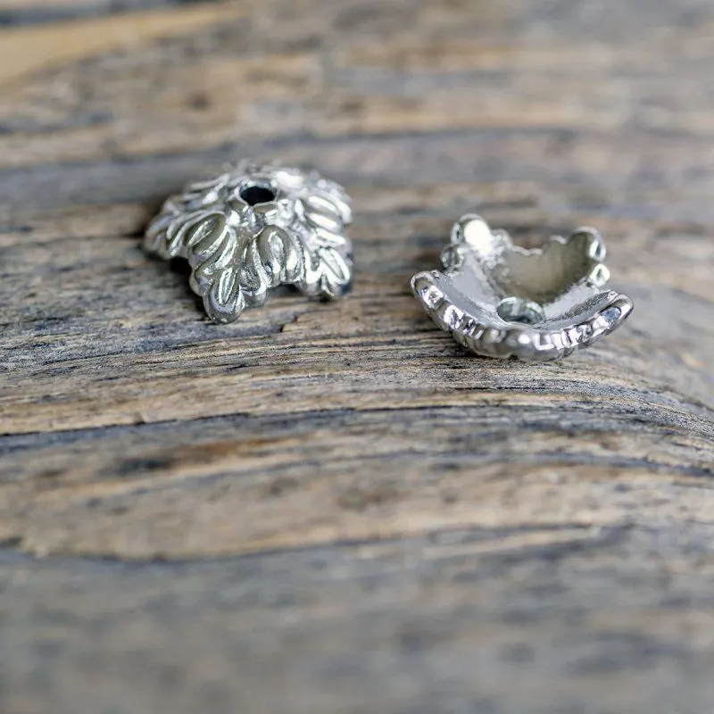 шапочка для бусин "барокко", цвет платина, 10x4 мм