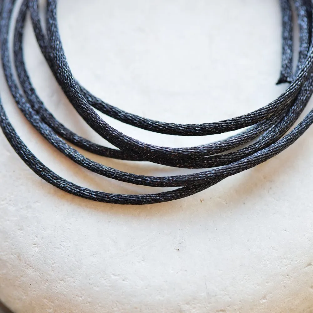 шнур атласный для кумихимо, цвет черный, 1.5 мм