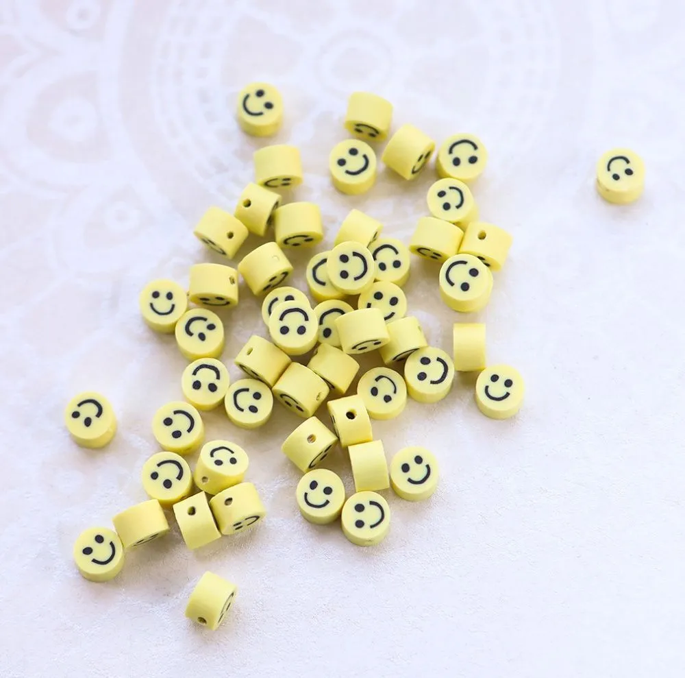 бусина "смайл" плоская, полимерная глина, цвет желтый, 5x3 мм