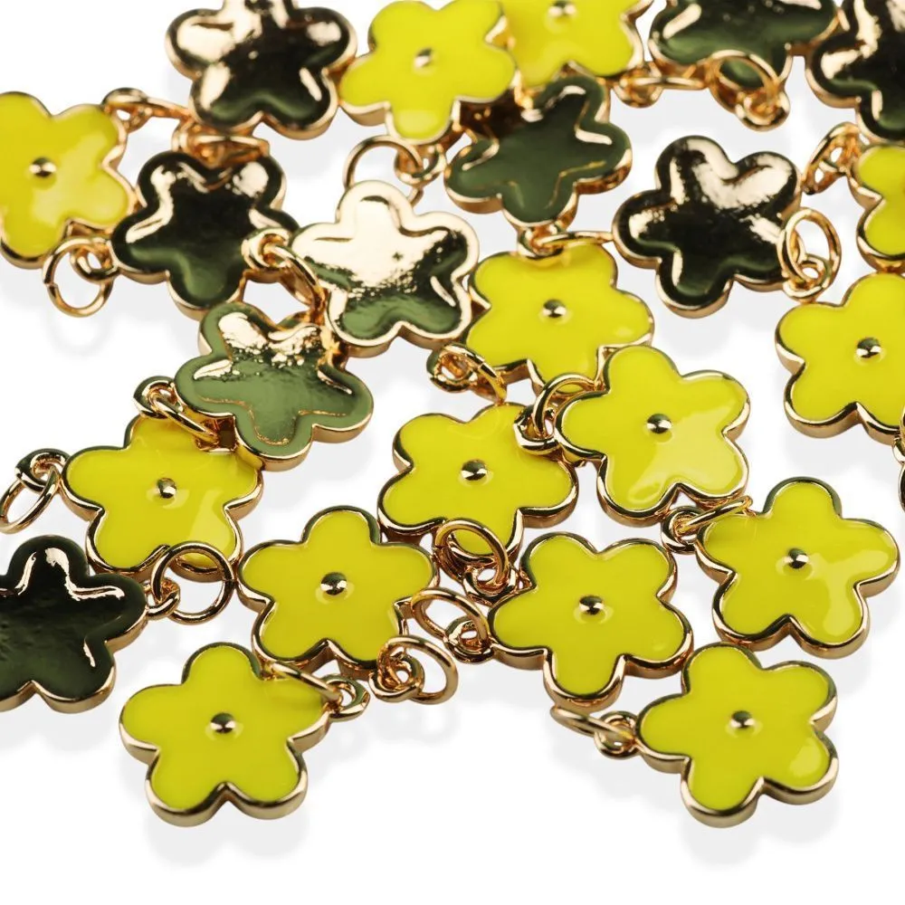 подвеска металл "незабудка", позолота/лимонный, 14.5x12x1.3 мм