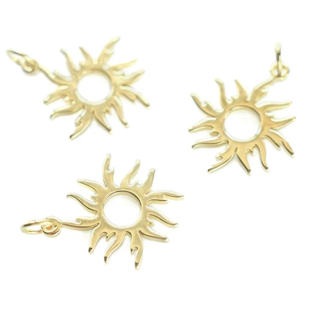 подвеска металл "солнце", цвет золото, 21x18x1 мм