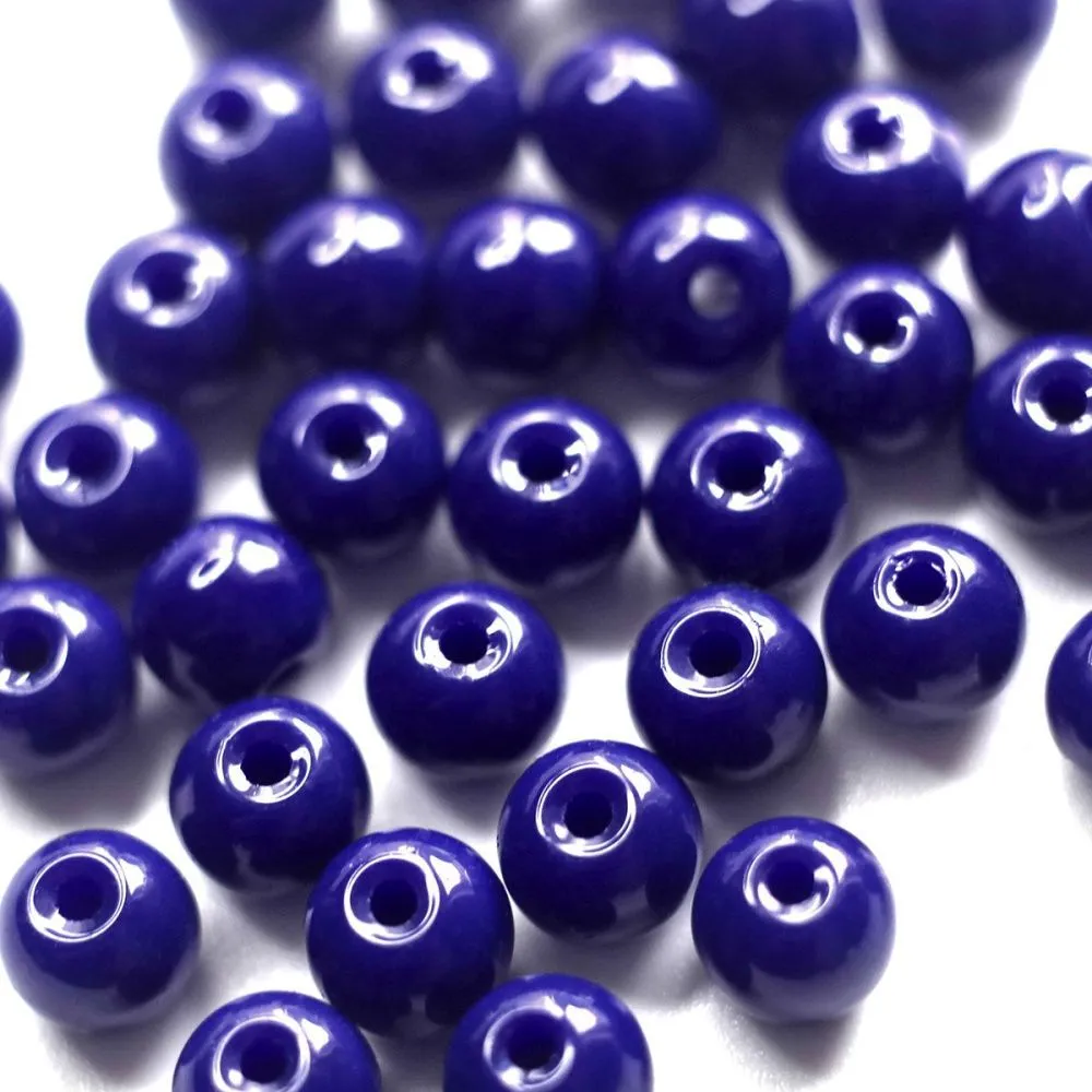 бусина, стекло 6, цвет темно-синий, 6 мм