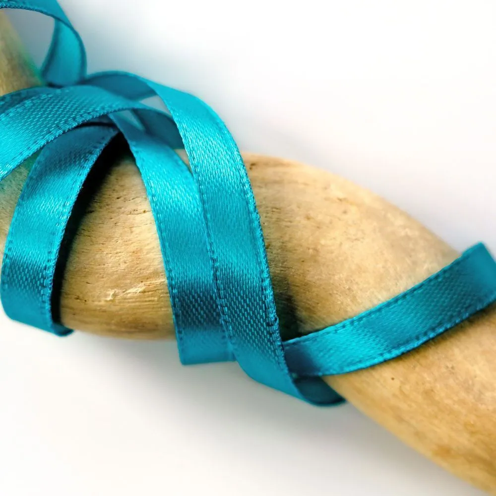 лента, атлас, цвет ярко-бирюзовый, ширина 6 мм ленты