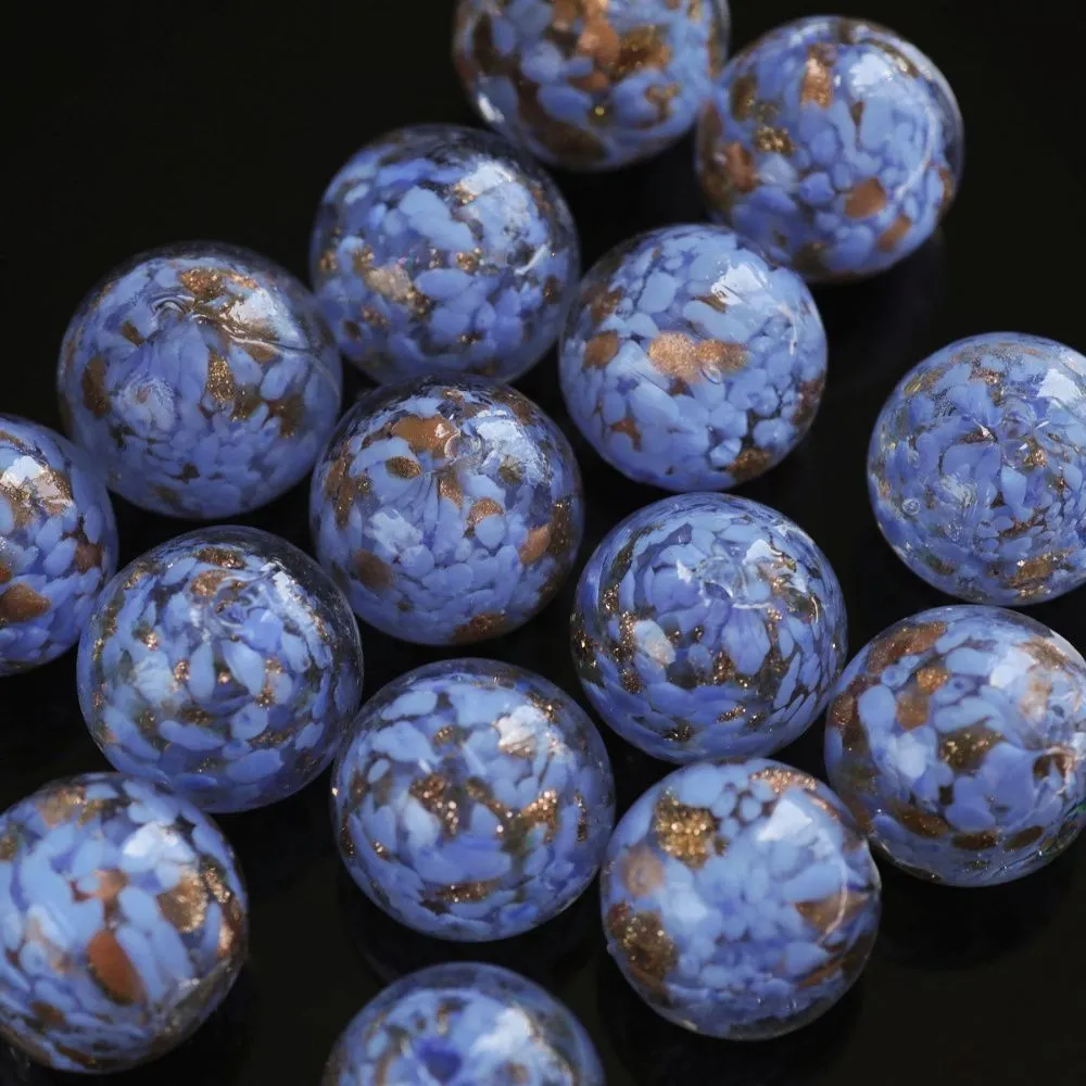 бусина, лэмпворк "росинки", стекло, цвет васильковый, 20x19 мм