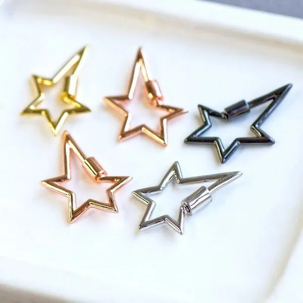 замочек-карабин "стар", цветовой микс, 30x18x2-4 мм