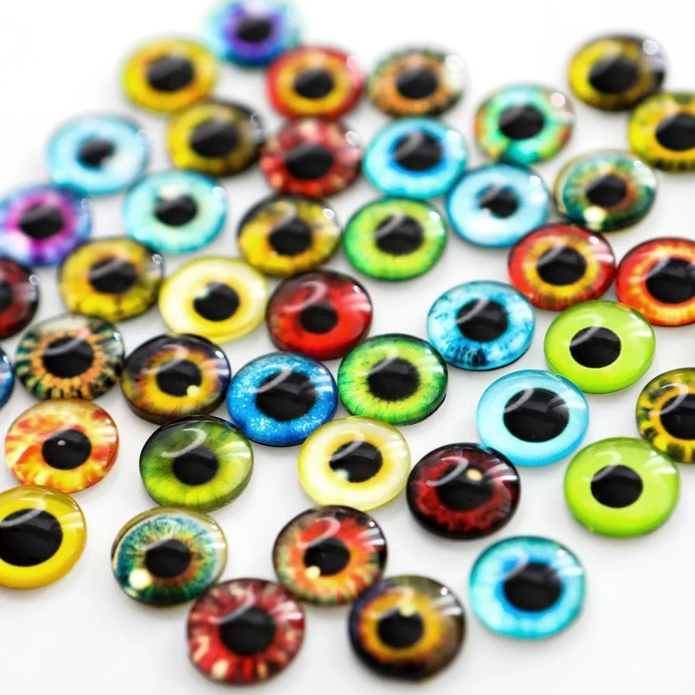 кабошоны стеклянные "глазки", 12х4 мм (уп 100 шт)