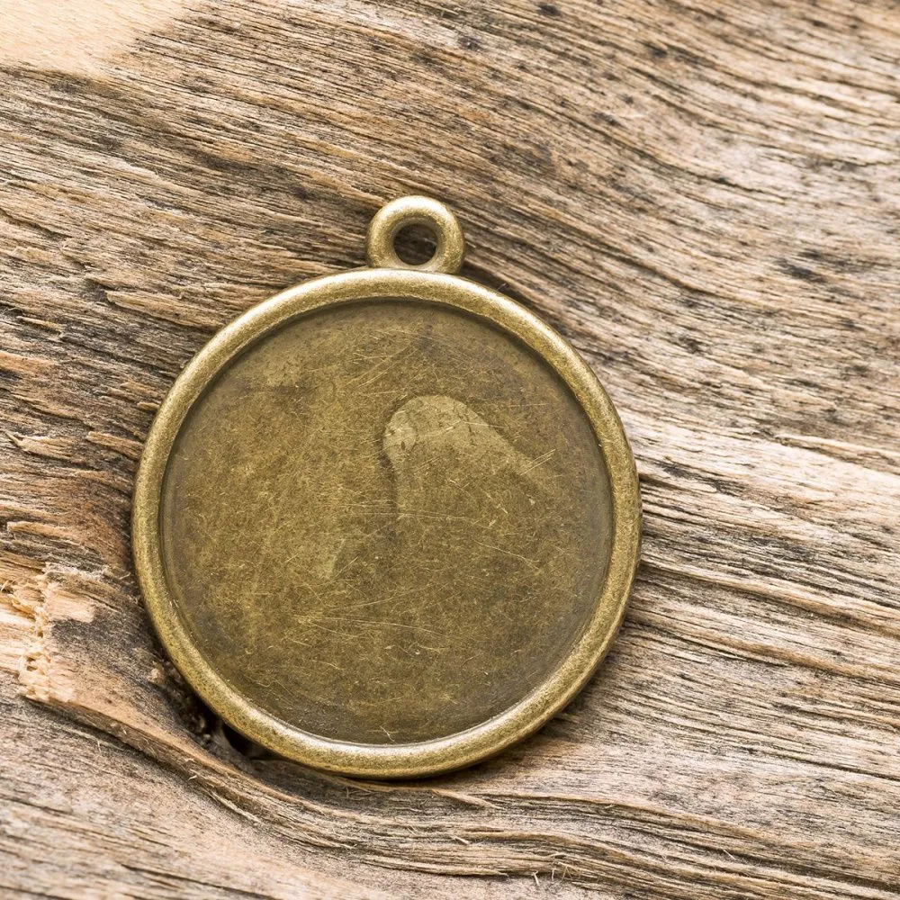 сеттинг круглый "слайс", цвет античная бронза, 29х25х2 мм