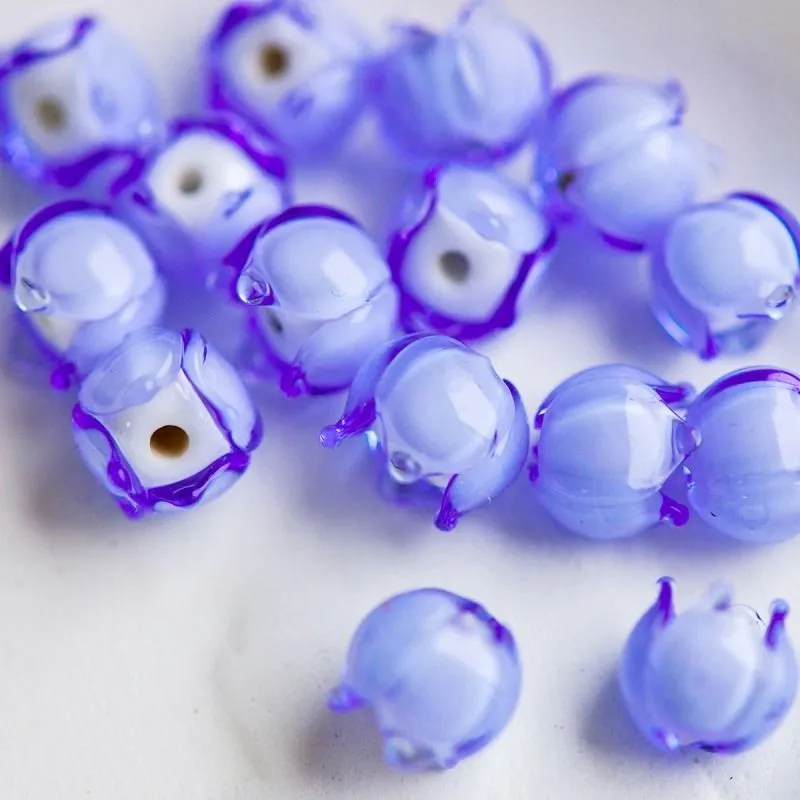 бусина, мурано "ландыш", светло-барвинковый, 7х7 мм