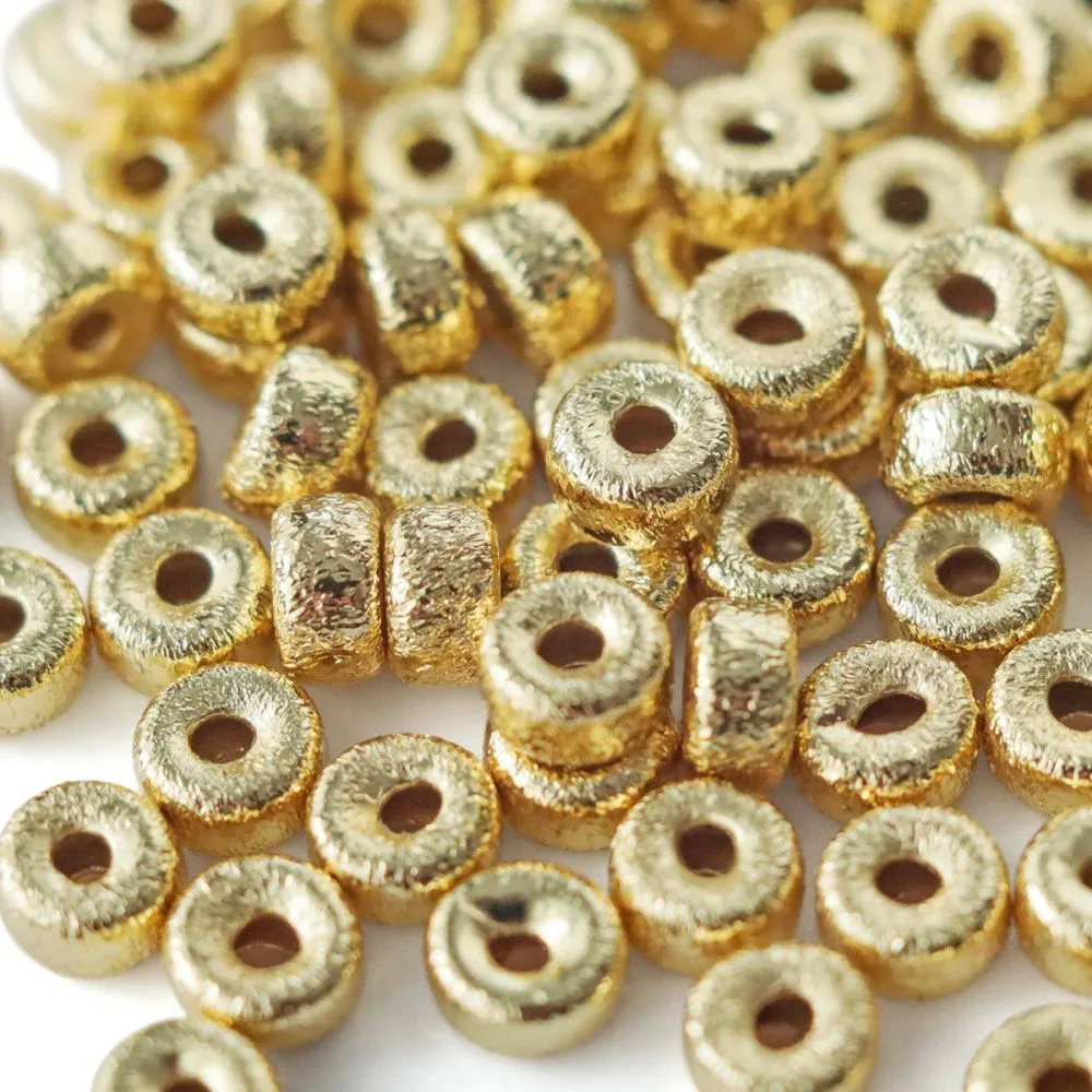бусина, металл "текстура", позолота, 5x2.5 мм
