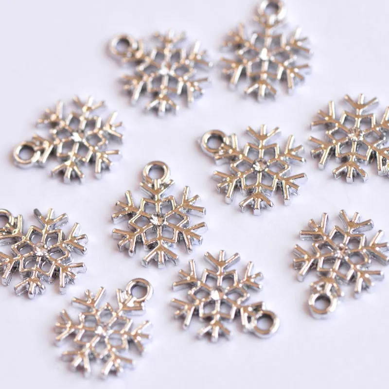 подвеска металлическая "снежинка новогодняя", стразы, цвет платина, 16x13x3 мм