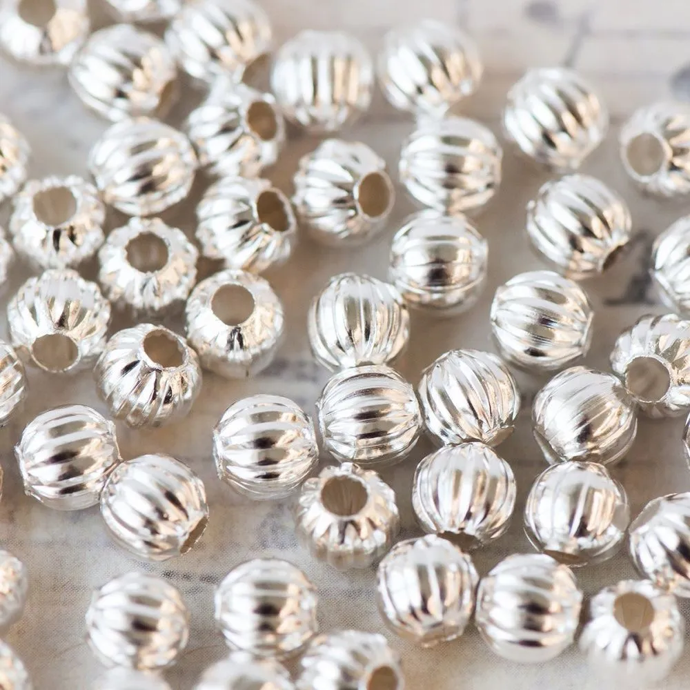 бусина, металл "мисти", цвет серебро, 6 мм