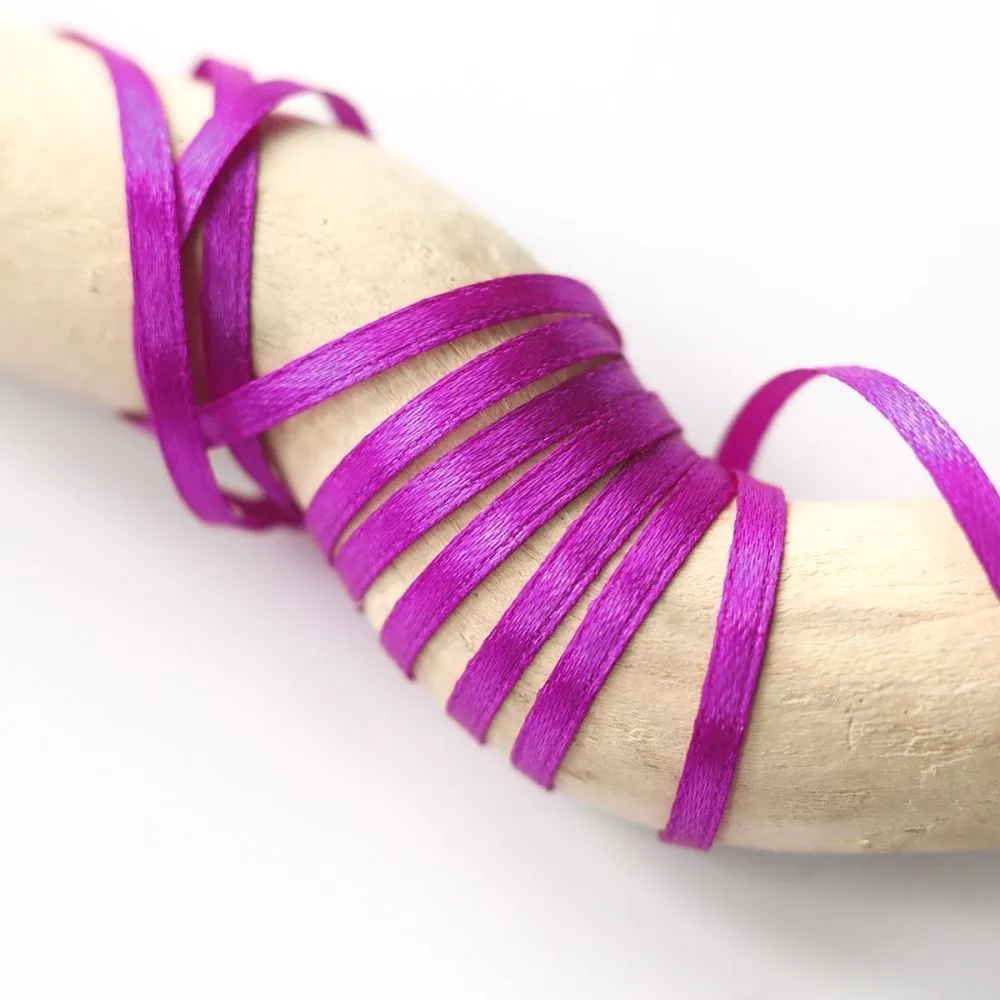 лента, атлас, цвет фуксия, ширина 3 мм ленты