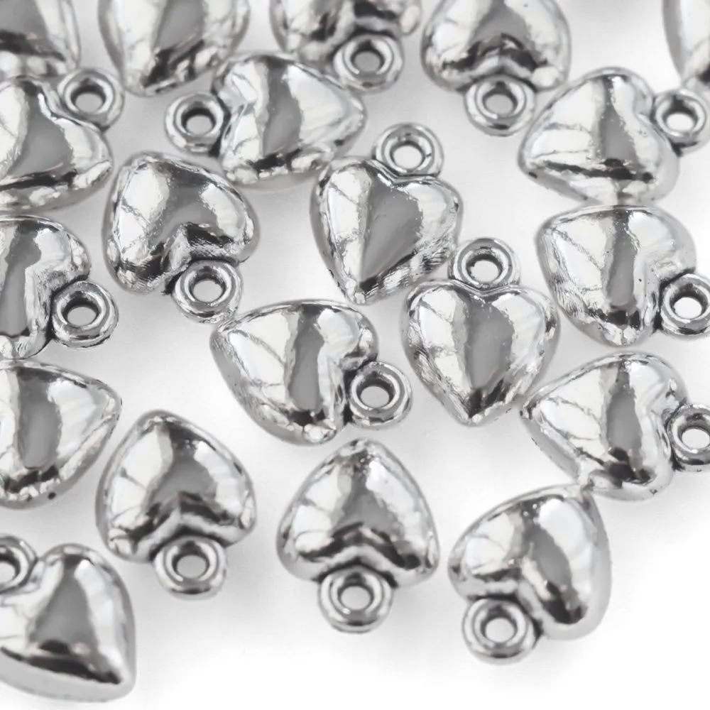 подвеска металл "сердце 3д", цвет античное серебро, 10x7x5 мм