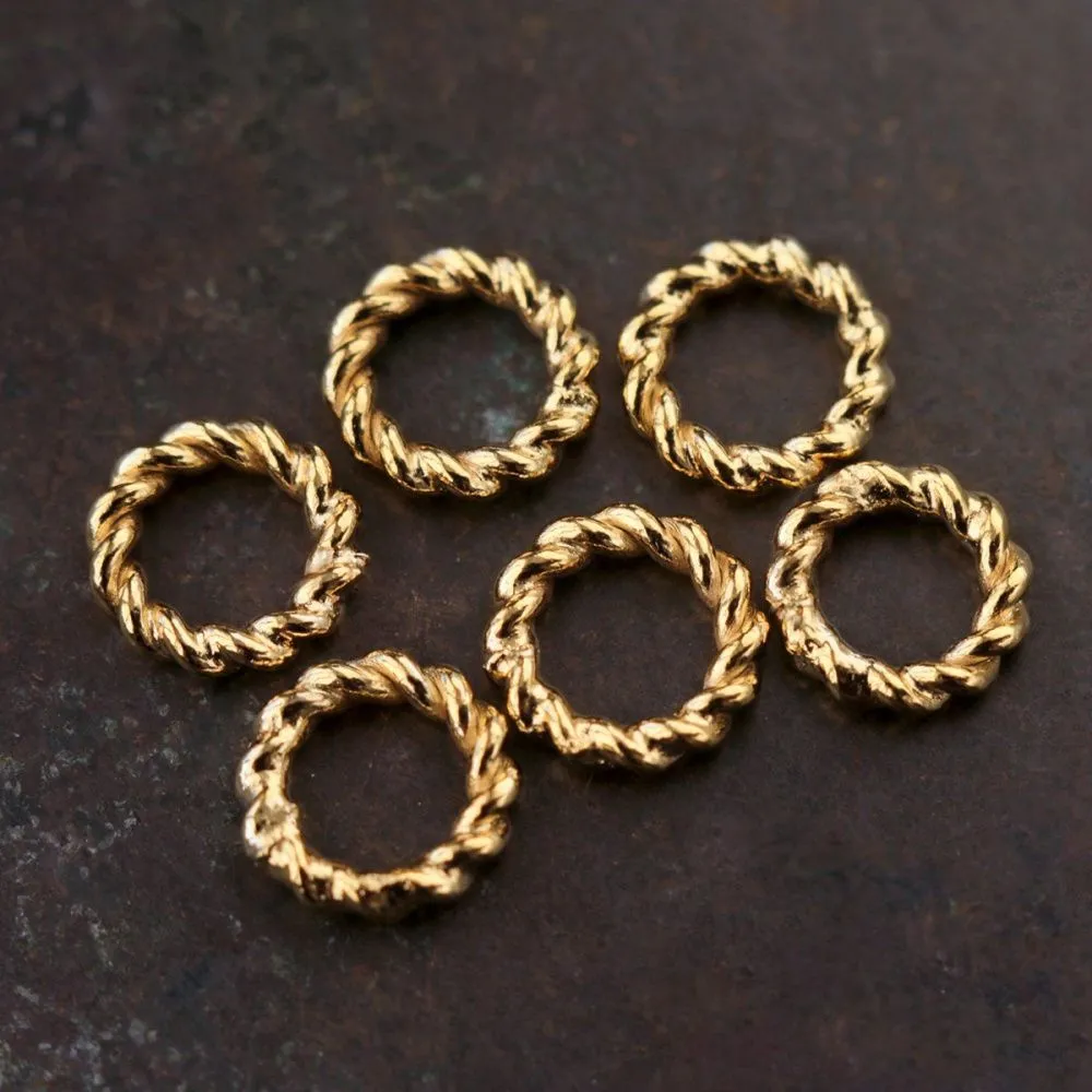 колечко соединительное витое, позолота, 6x1 мм