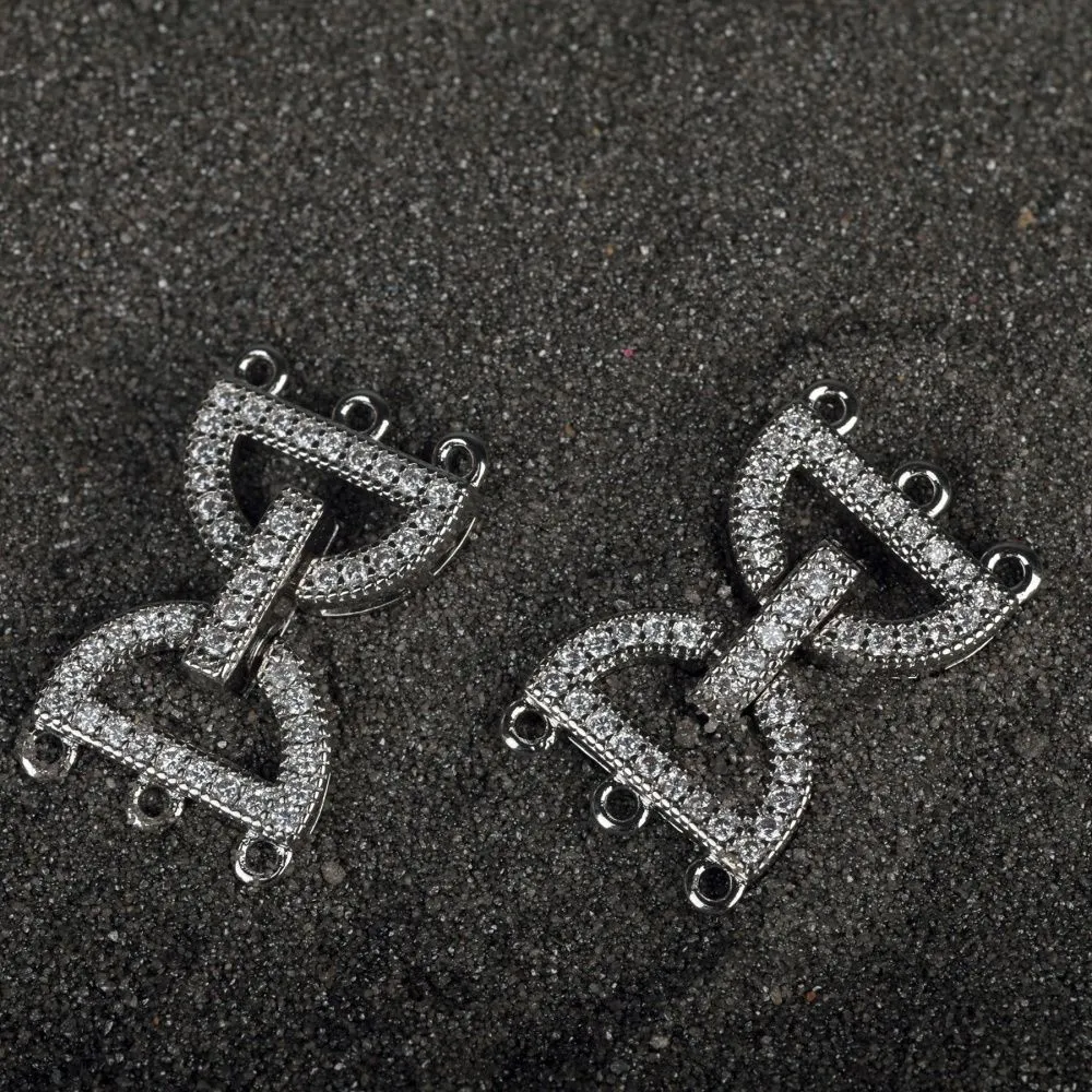 замок для украшений "арко", покрытие платина/циркон, 24 мм