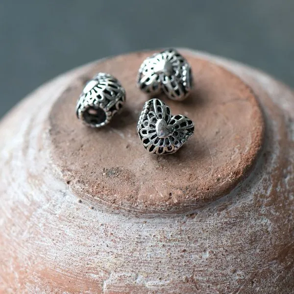 ес бусина металл "херц", цвет античное серебро,11x11x9 мм