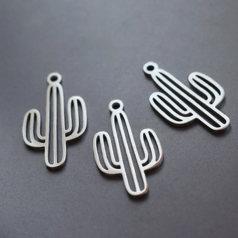 подвеска стальная "кактус", цвет стальной, 21x12 мм