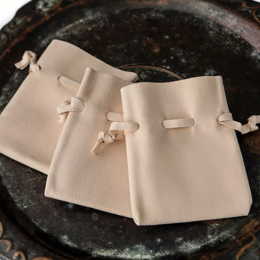 мешочек для украшений, микрофибра, цвет сливочный, 10x8 см