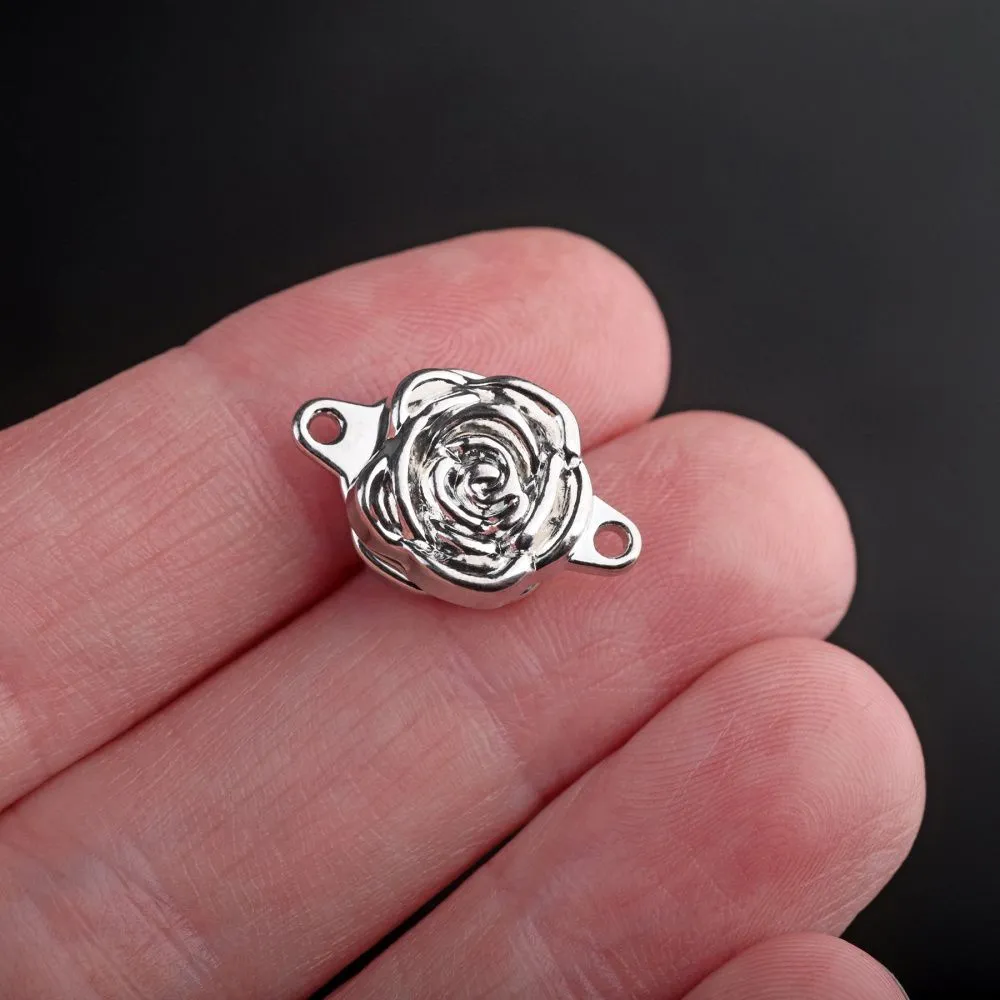 застежка магнитная "роза", покрытие платина, 18x11.5x6 мм
